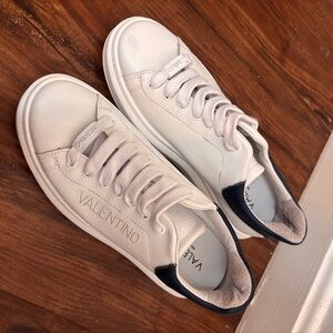 Valentino Women's White and Black Sneakers